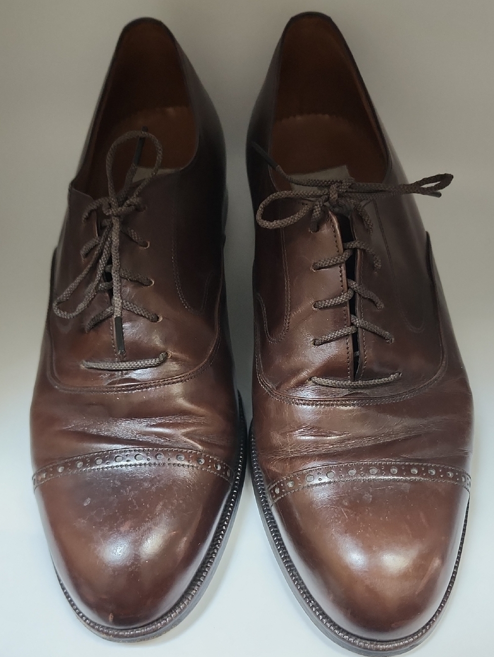 Bally London 712 Size 8d Classic Brown Leather Cap-Toe Oxford Dress Shoes
